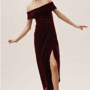 BHLDN Edison Dress Burgundy Velvet
